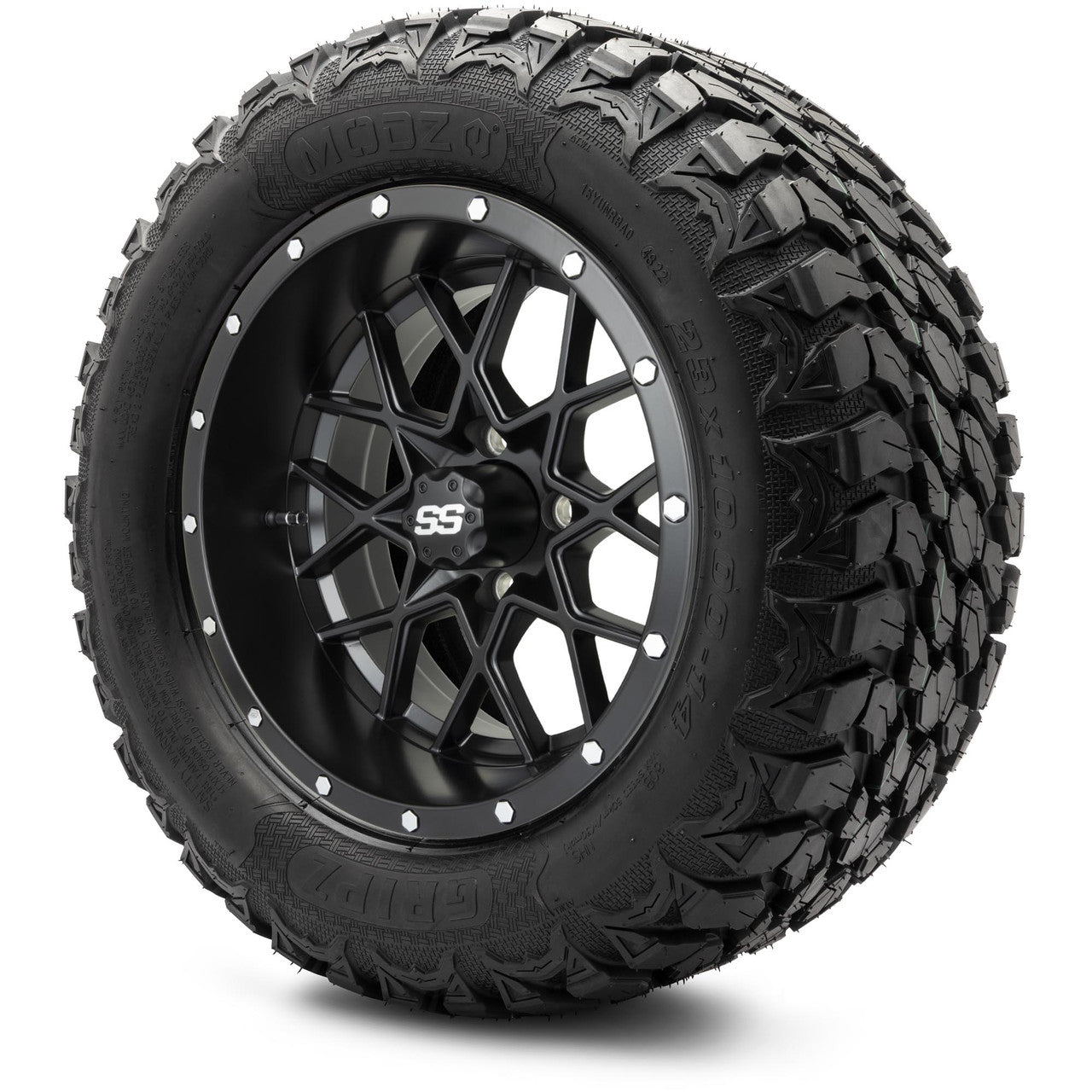 MODZ® 14" Vortex Matte Black Wheels & Off-Road Tires Combo