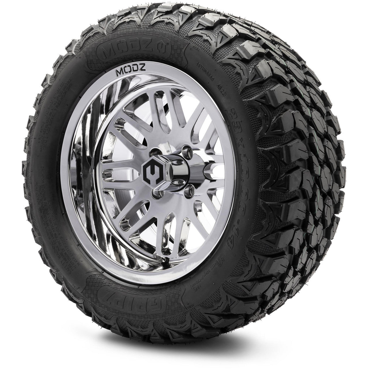 MODZ® 14" Mayhem Chrome Wheels & Off-Road Tires Combo