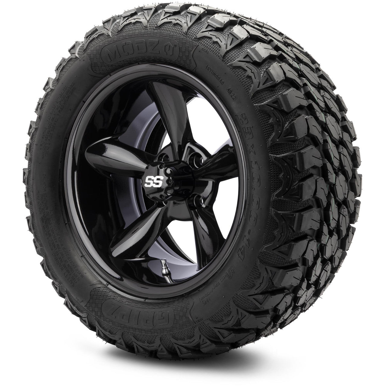 MODZ® 14" Godfather Glossy Black Wheels & Off-Road Tires Combo