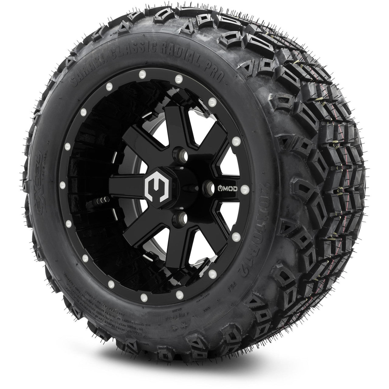 MODZ® 12" Assault Glossy Black with Ball Mill Wheels & Off-Road Tires Combo