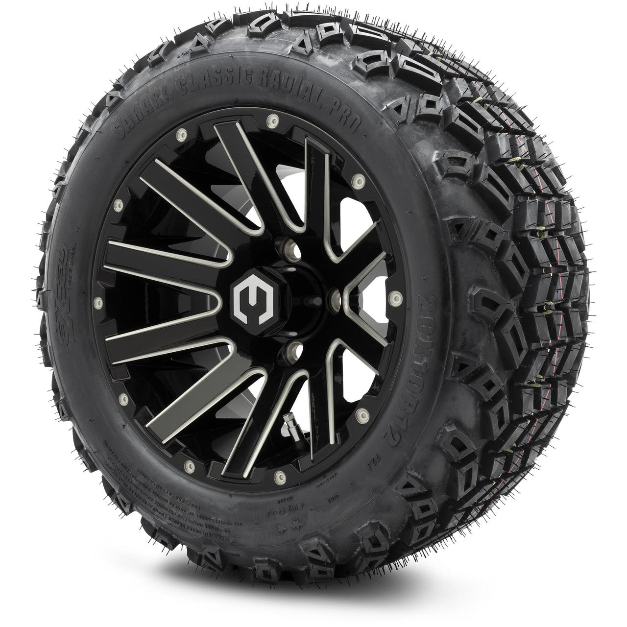 MODZ® 12" Mauler Glossy Black with Ball Mill Wheels & Off-Road Tires Combo