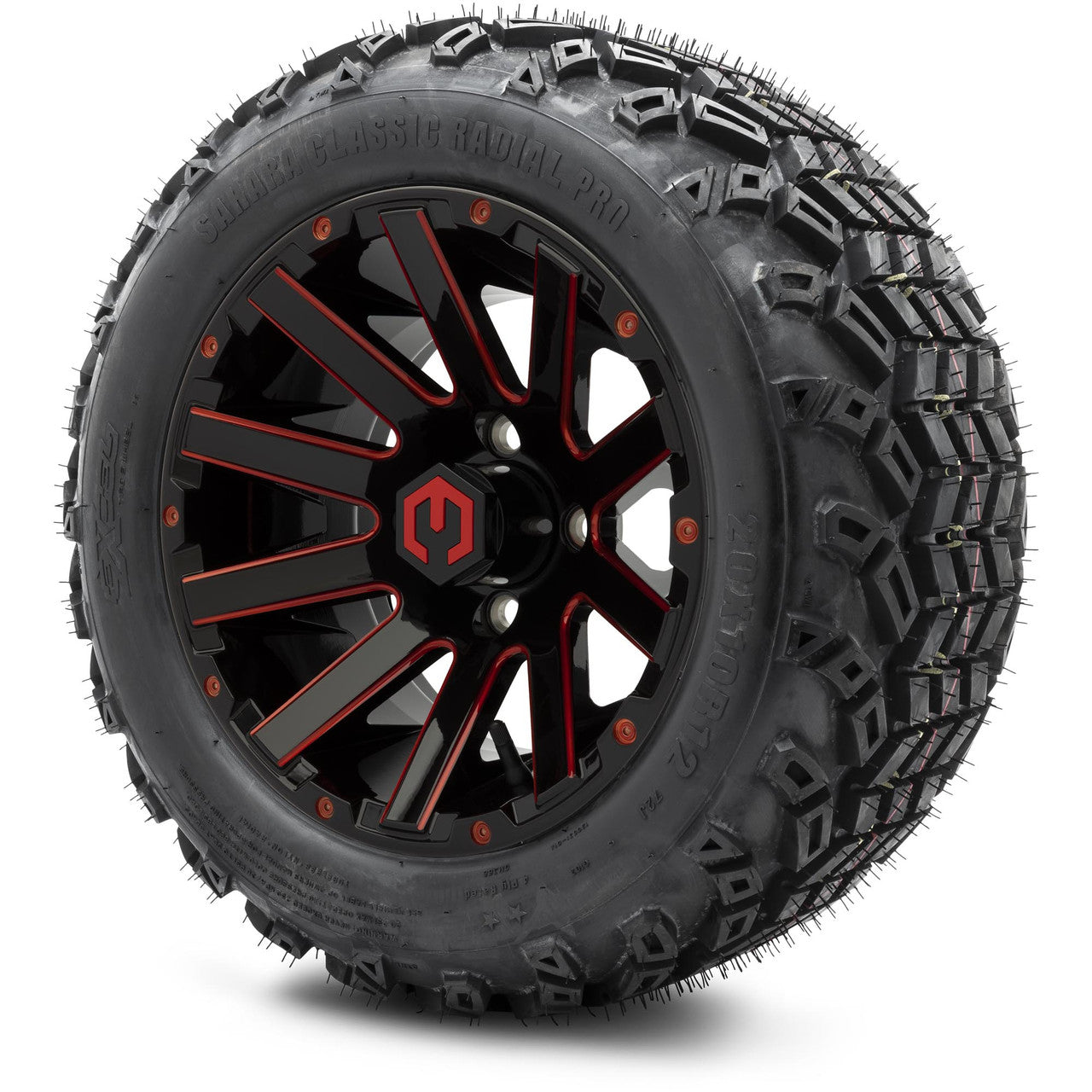 MODZ® 12" Mauler Red and Black with Ball Mill Wheels & Off-Road Tires Combo