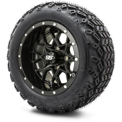 MODZ® 12" Vortex Glossy Black Wheels & Off-Road Tires Combo