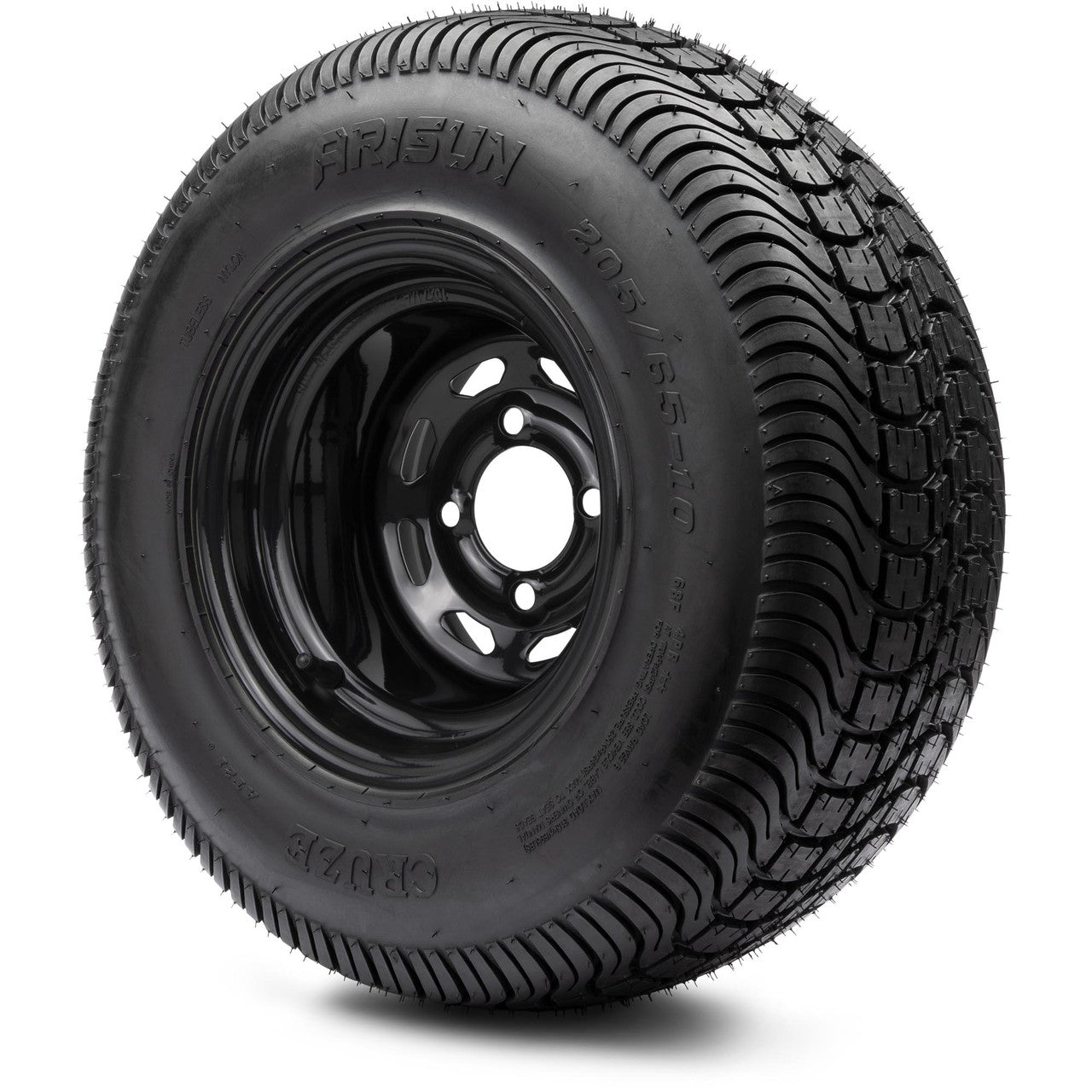 MODZ® 10" Steel D-Window Glossy Black Wheels & Street Tires Combo