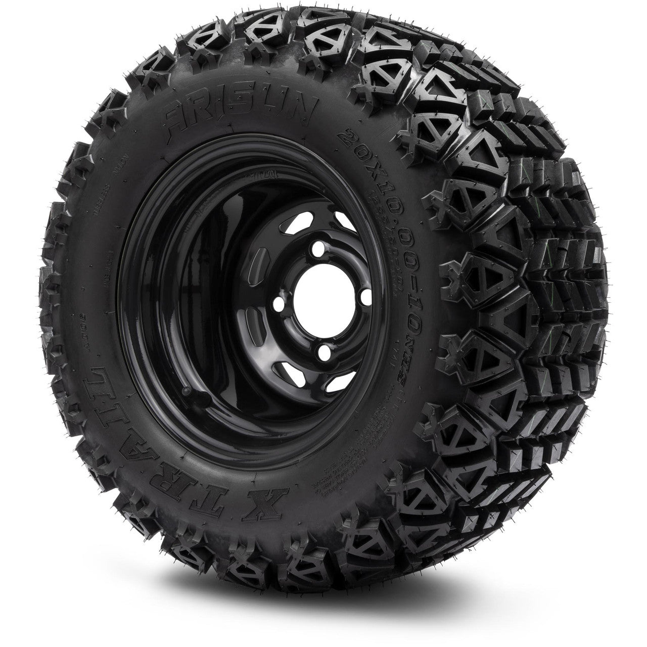 MODZ® 10" Steel D-Window Glossy Black Wheels & Off-Road Tires Combo