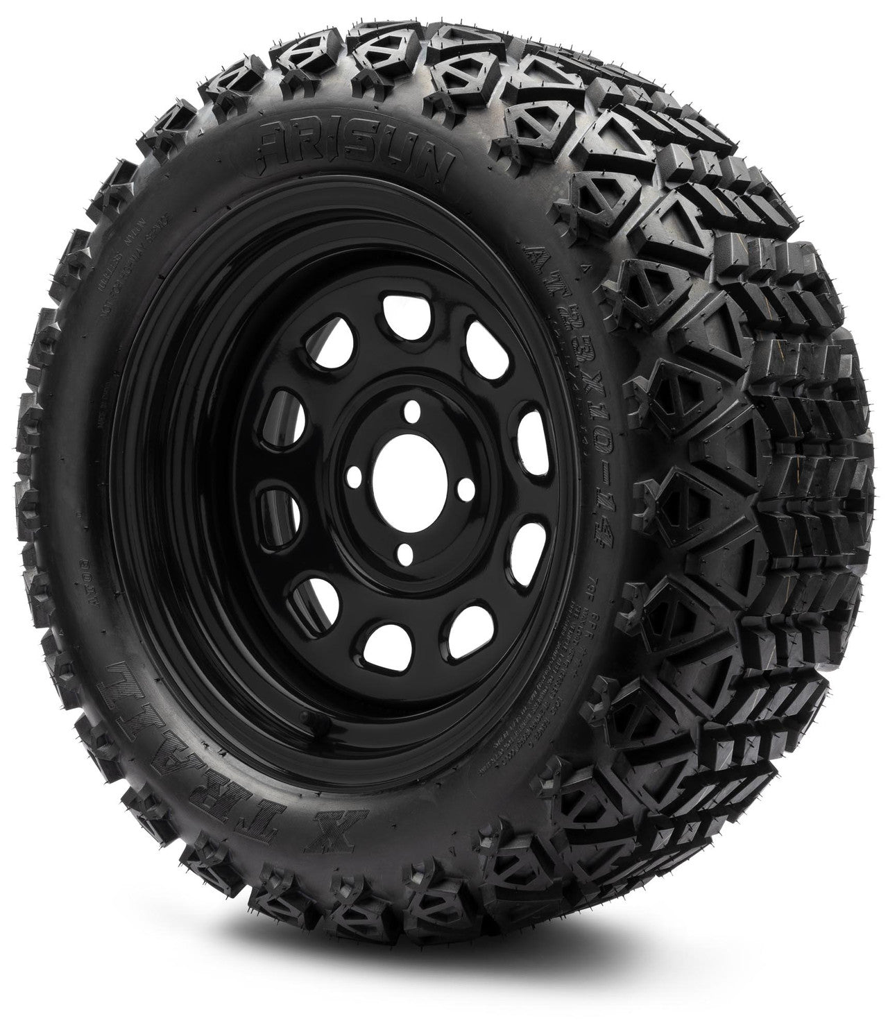 MODZ® 14" Steel D-Window Glossy Black Wheels & Off-Road Tires Combo