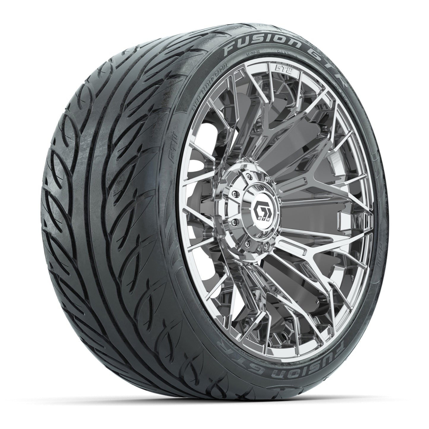Set of (4) 15 in GTW® Stellar Chrome Wheels with 215/40-R15 Fusion GTR Street Tires