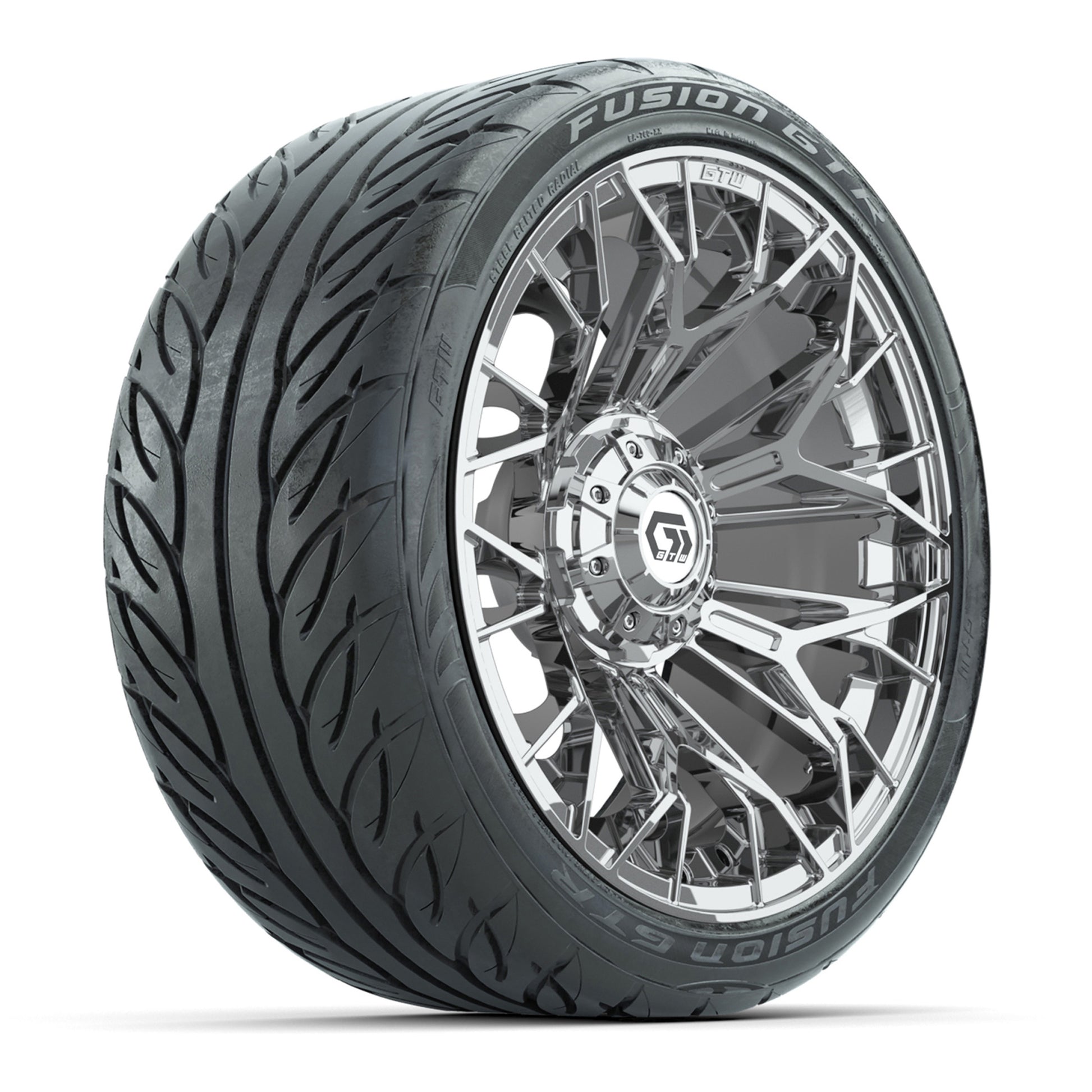 Set of (4) 15 in GTW® Stellar Chrome Wheels with 215/40-R15 Fusion GTR Street Tires