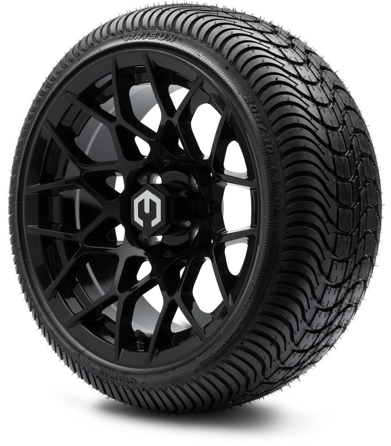 MODZ® 14" Blitz Glossy Black Wheels & Street Tires Combo