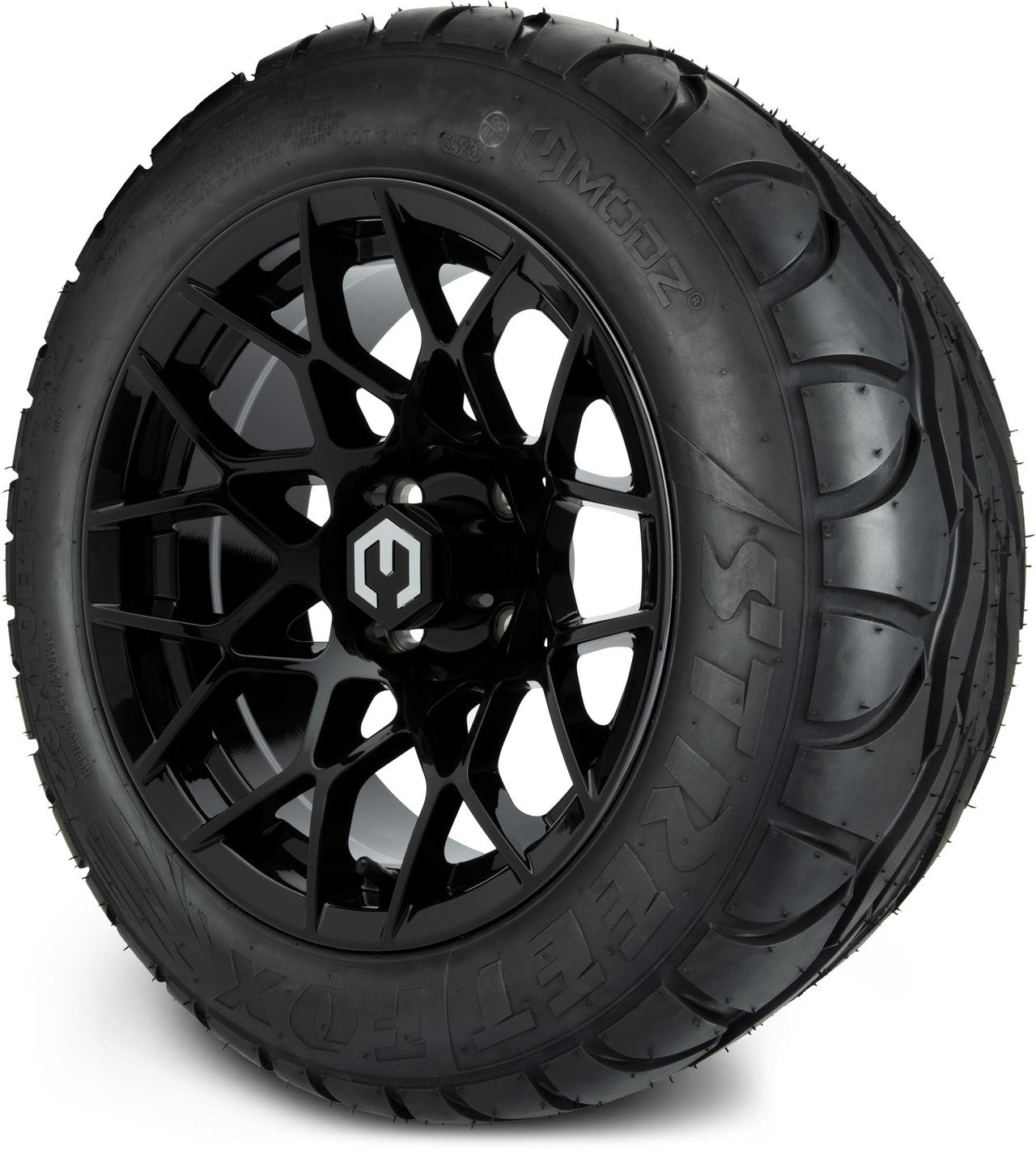 MODZ® 14" Blitz Glossy Black Wheels & Street Tires Combo