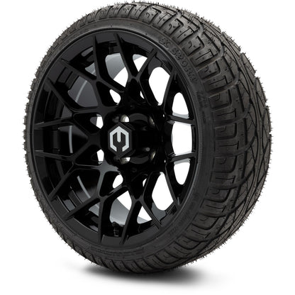 MODZ® 14" Blitz Glossy Black Wheels & Street Tires Combo