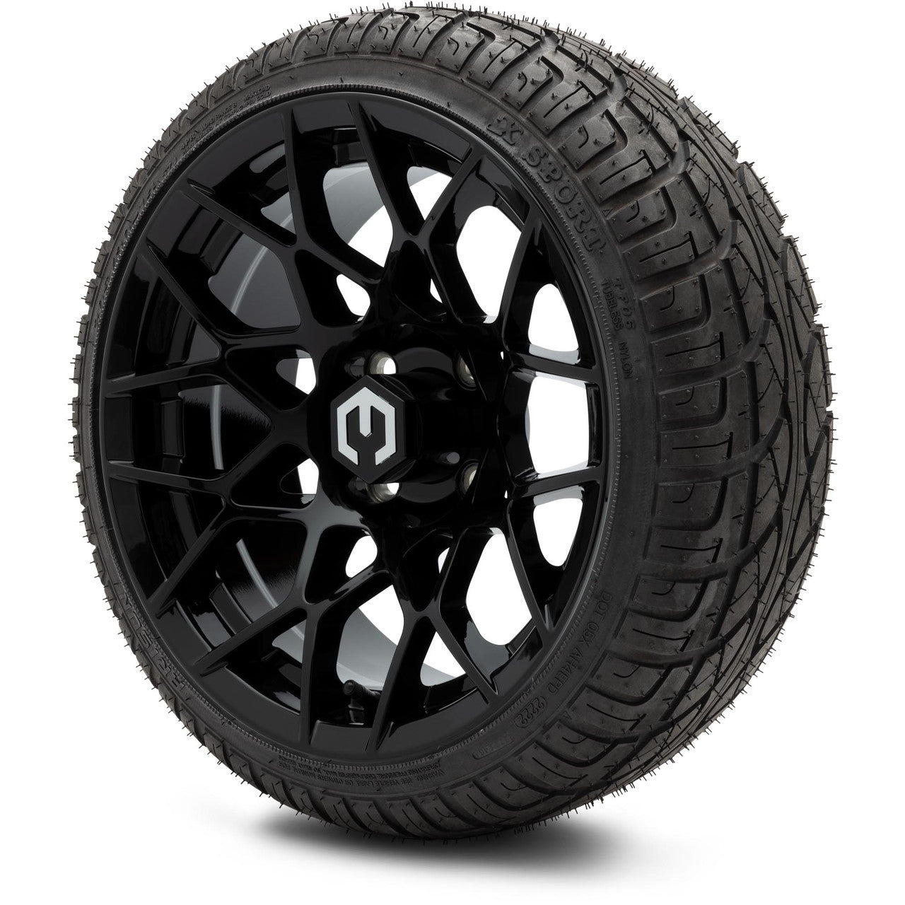 MODZ® 14" Blitz Glossy Black Wheels & Street Tires Combo