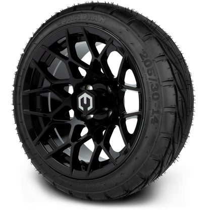 MODZ® 14" Blitz Glossy Black Wheels & Street Tires Combo