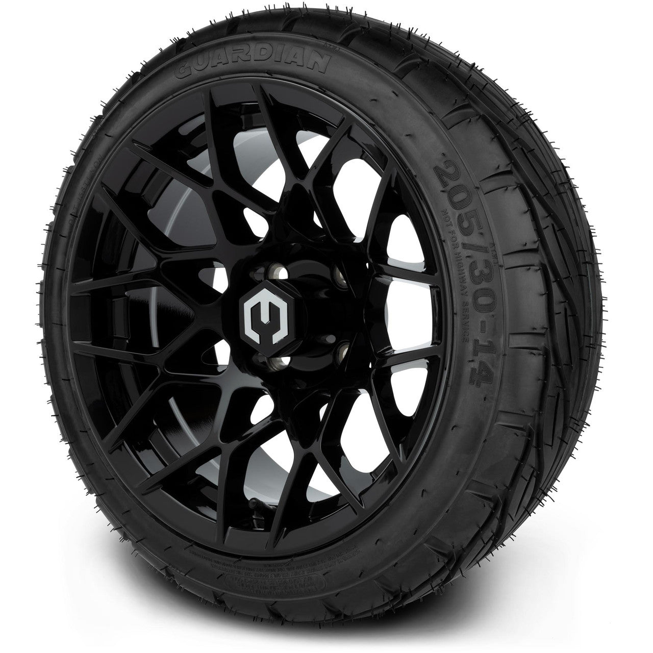 MODZ® 14" Blitz Glossy Black Wheels & Street Tires Combo