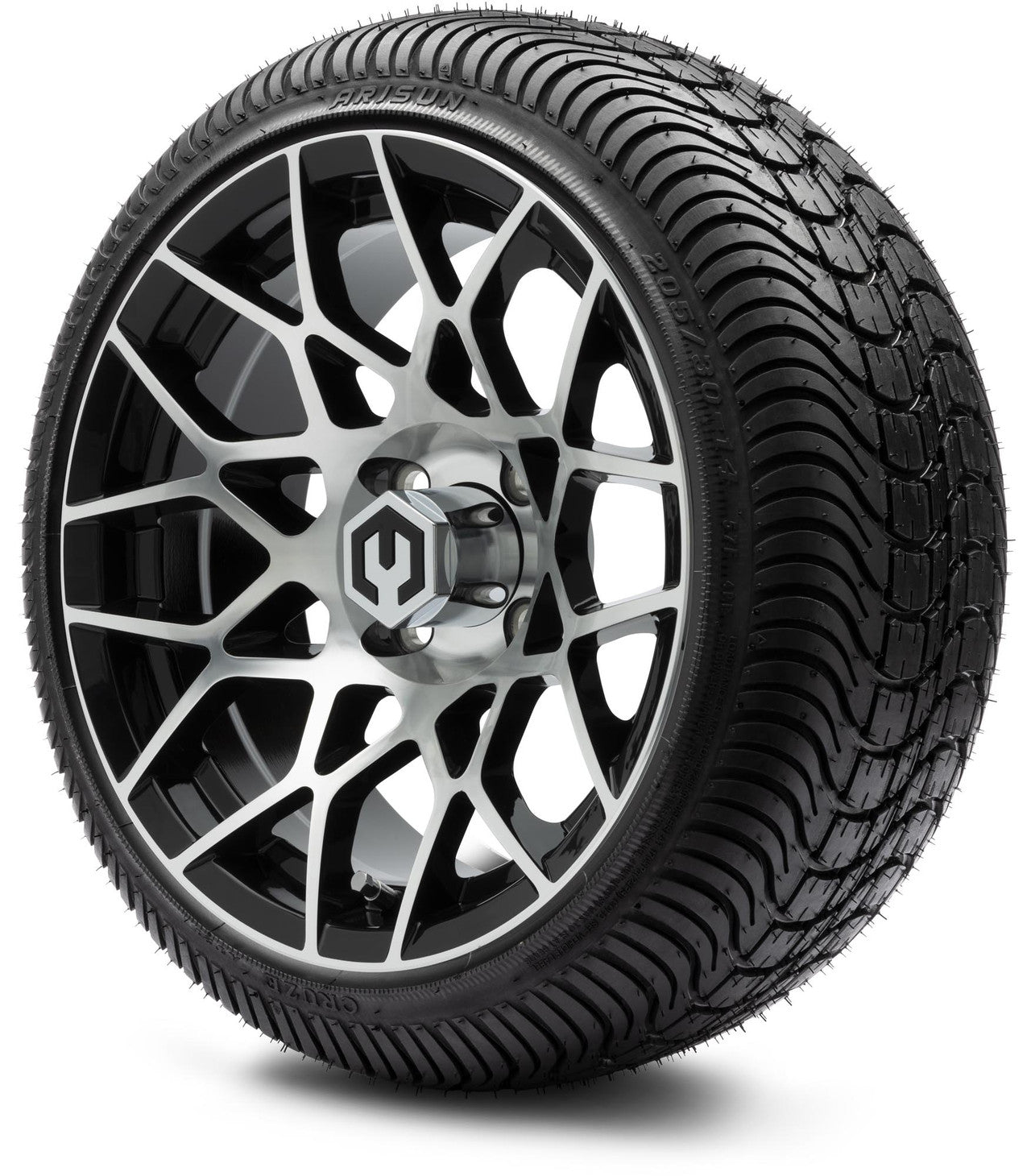 MODZ® 14" Blitz Machined Black Wheels & Street Tires Combo