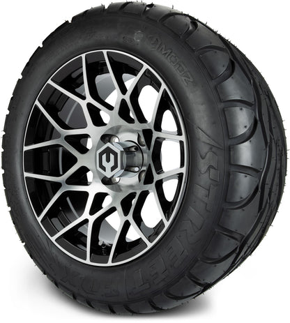 MODZ® 14" Blitz Machined Black Wheels & Street Tires Combo