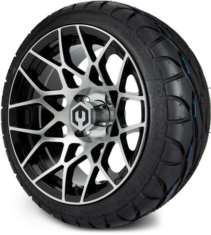 MODZ® 14" Blitz Machined Black Wheels & Street Tires Combo