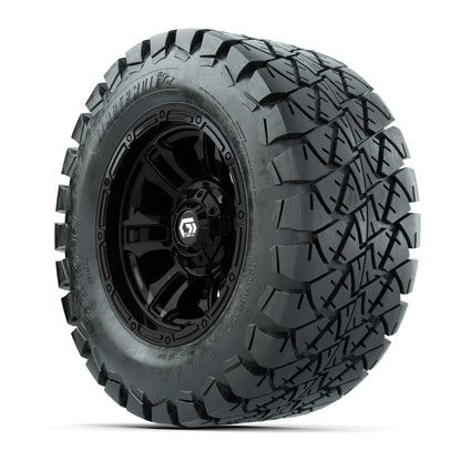 GTW® Shogun Gloss Black 12 in Wheels with 22x10-12 Timberwolf All-Terrain Tires – Full Set