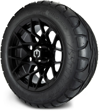 MODZ® 14" Blitz Matte Black Wheels & Street Tires Combo