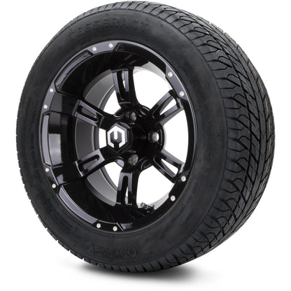 MODZ® 14" Ambush Glossy Black Wheels & Street Tires Combo