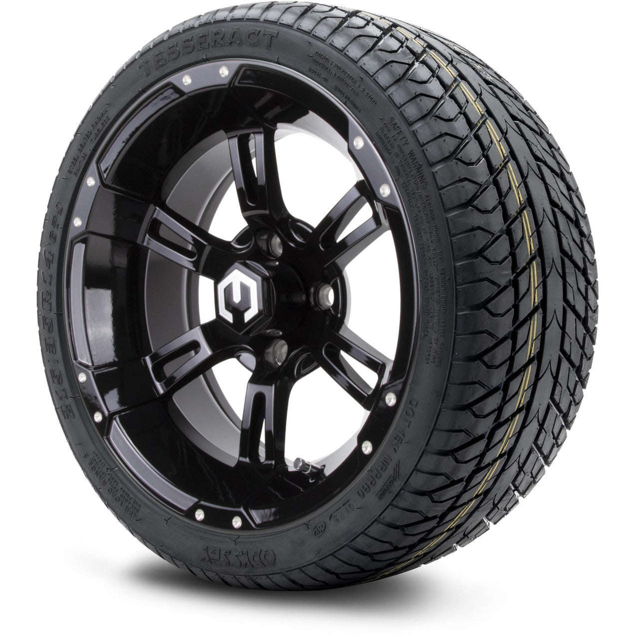 MODZ® 14" Ambush Glossy Black Wheels & Street Tires Combo