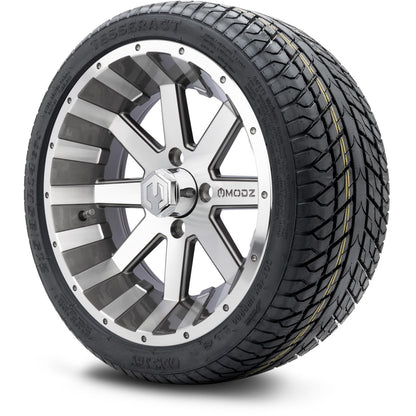 MODZ® 14" Assault Machined Gunmetal Wheels & Street Tires Combo