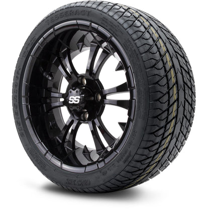 MODZ® 14" Vampire Glossy Black Wheels & Street Tires Combo