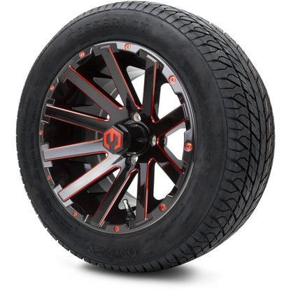 MODZ® 14" Mauler Glossy Black and Red with Ball Mill Wheels & Street Tires Combo
