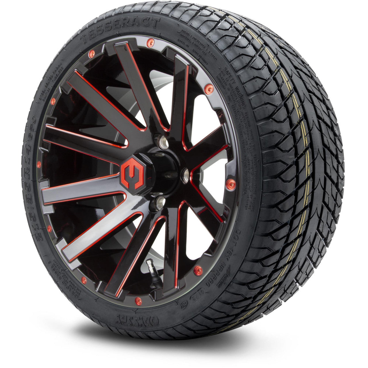 MODZ® 14" Mauler Glossy Black and Red with Ball Mill Wheels & Street Tires Combo