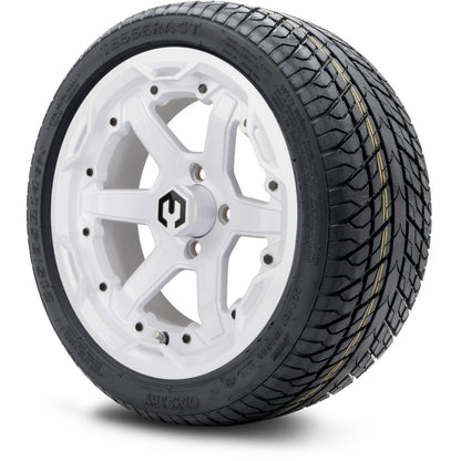 MODZ® 14" Gladiator Glossy White Wheels and Street Tires Combo