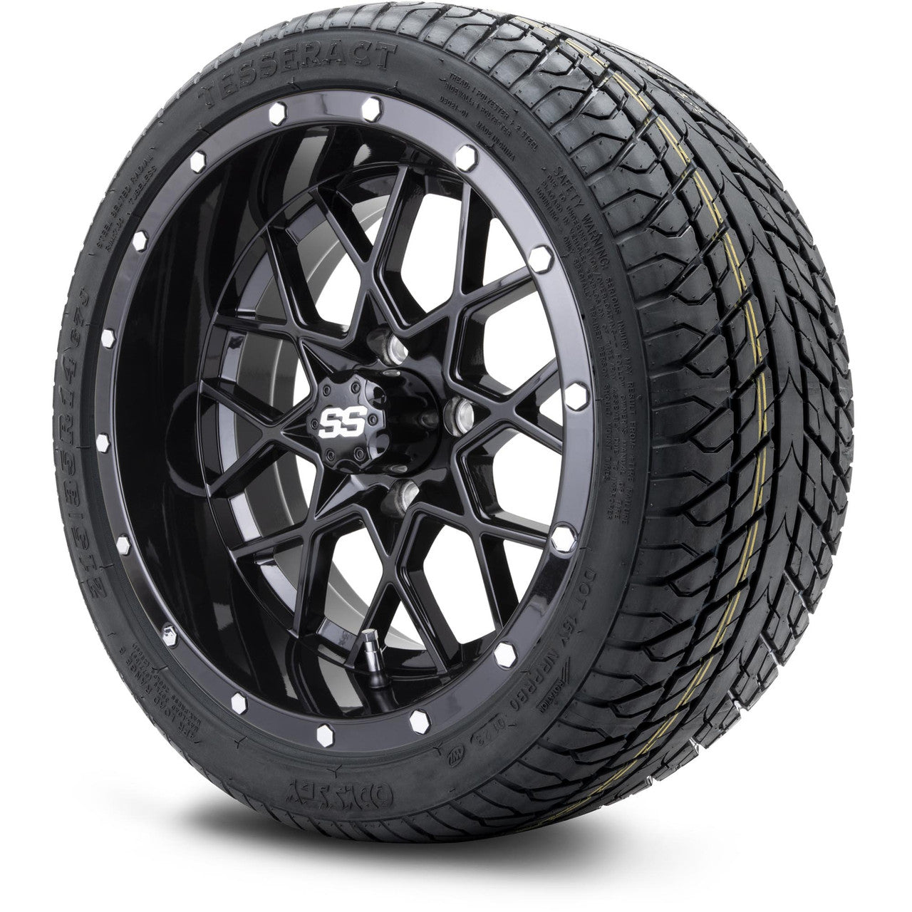 MODZ® 14" Vortex Glossy Black Wheels & Street Tires Combo