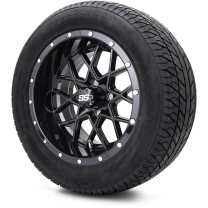 MODZ® 14" Vortex Glossy Black Wheels & Street Tires Combo