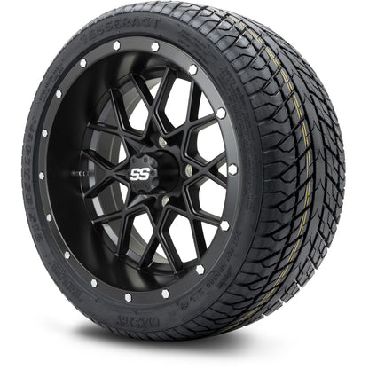 MODZ® 14" Vortex Matte Black Wheels & Street Tires Combo