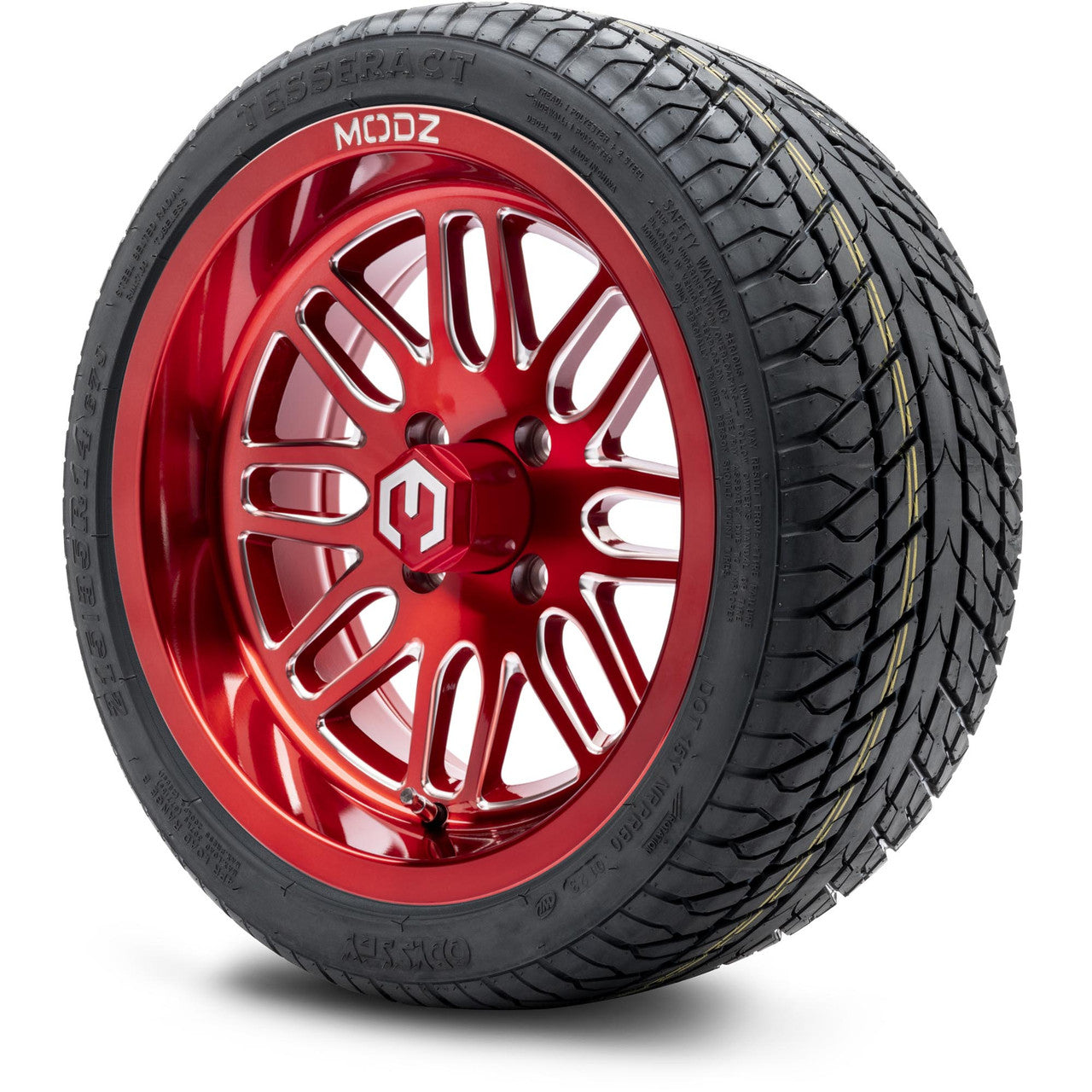 MODZ® 14" Mayhem Brushed Red with Ball Mill Wheels & Street Tires Combo