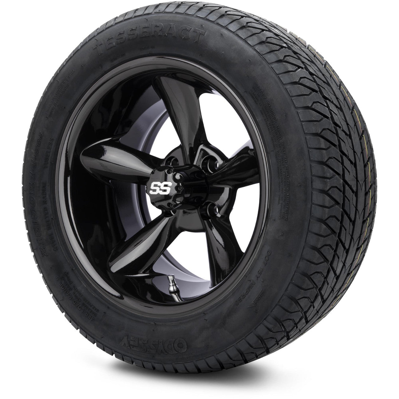MODZ® 14" Godfather Glossy Black Wheels & Street Tires Combo