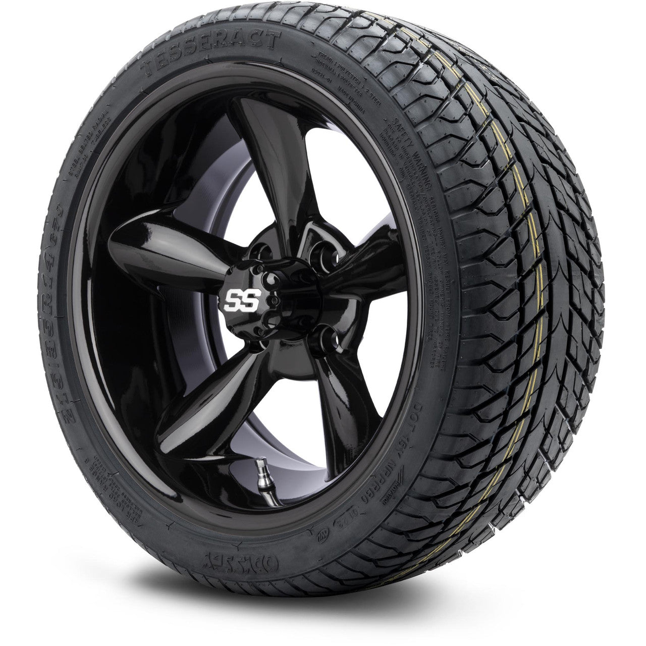 MODZ® 14" Godfather Glossy Black Wheels & Street Tires Combo