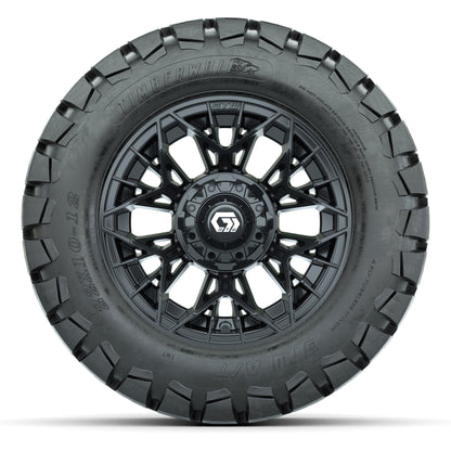 GTW® Stellar Black 12 in Wheels with 22X10-12 Timberwolf All-Terrain Tires – Full Set