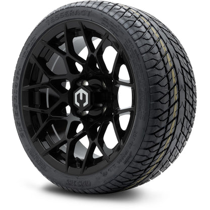 MODZ® 14" Blitz Glossy Black Wheels & Street Tires Combo