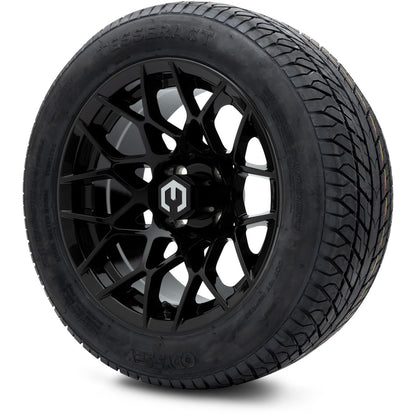 MODZ® 14" Blitz Glossy Black Wheels & Street Tires Combo