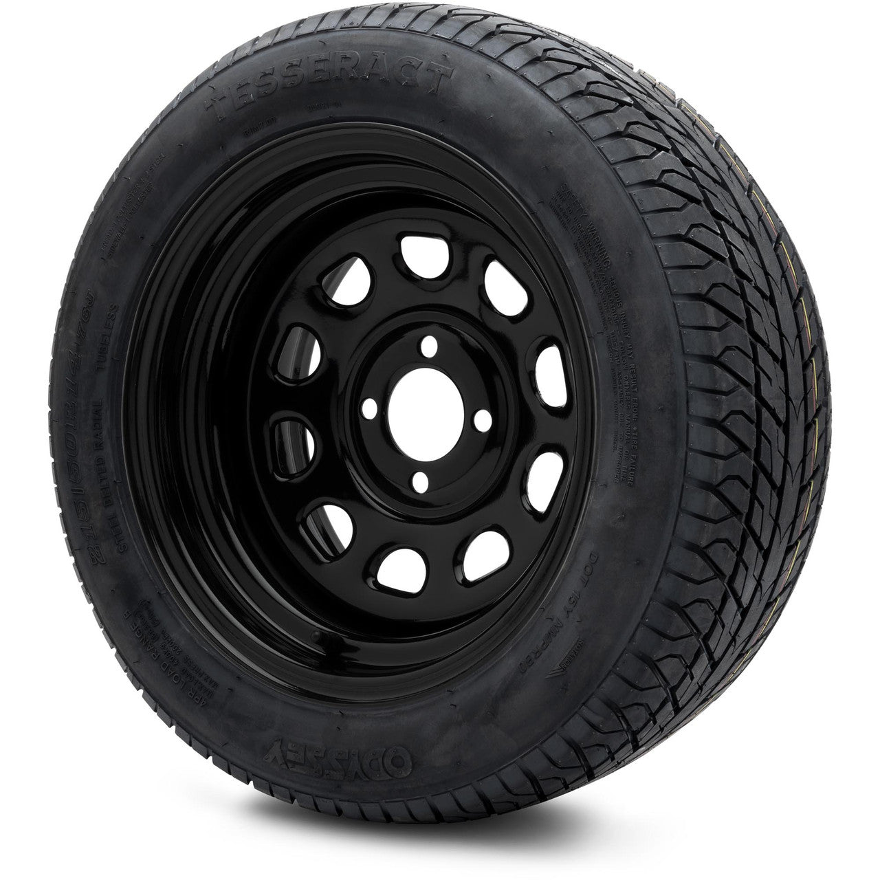 MODZ® 14" Steel D-Window Glossy Black Wheels & Street Tires Combo