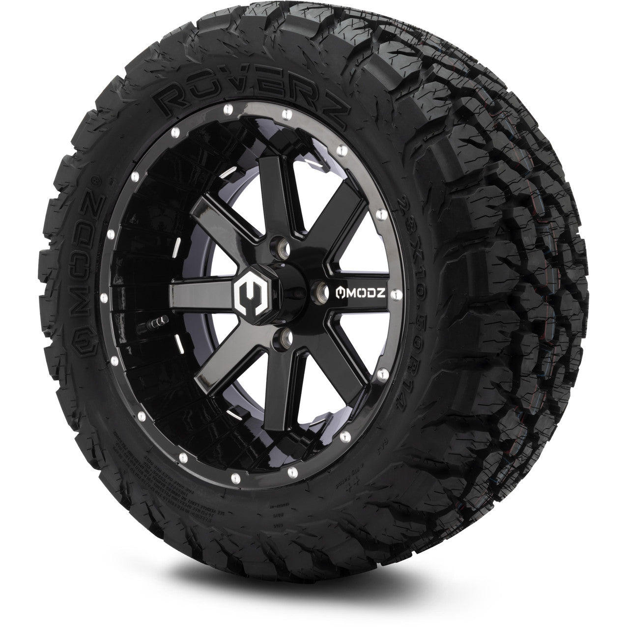 MODZ® 14" Assault Glossy Black with Ball Mill Wheels & Off-Road Tires Combo