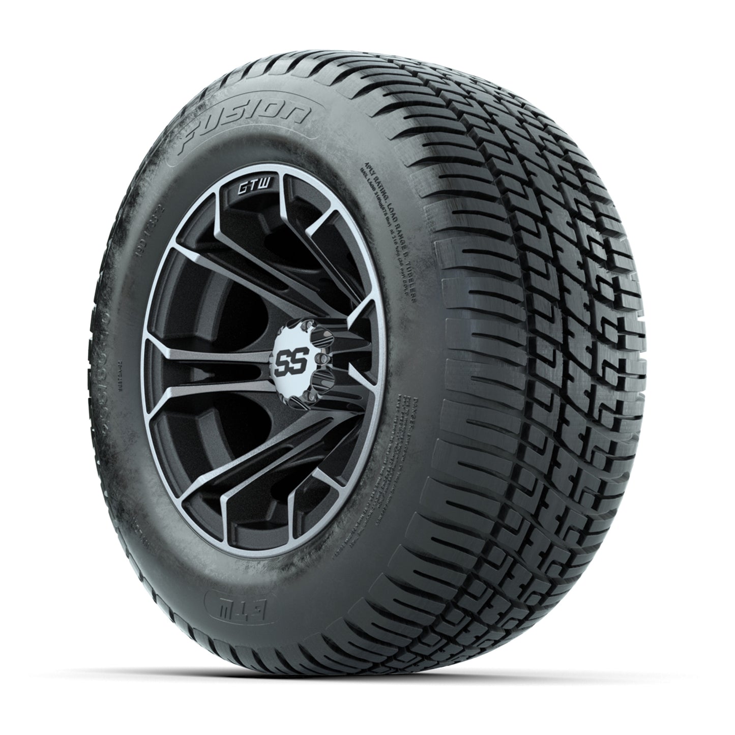 GTW Spyder Machined/Matte Grey 10 in Wheels with 205/50-10 Fusion Street Tires – Full Set