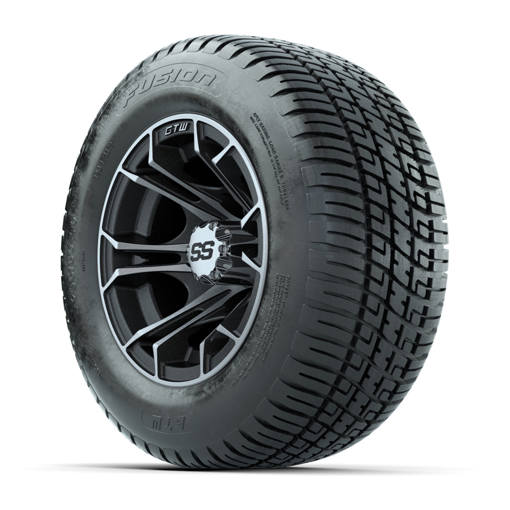 GTW Spyder Machined/Matte Grey 10 in Wheels with 205/50-10 Fusion Street Tires – Full Set