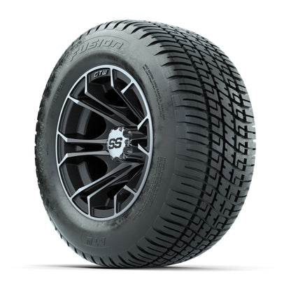 GTW Spyder Machined/Matte Grey 10 in Wheels with 205/50-10 Fusion Street Tires – Full Set