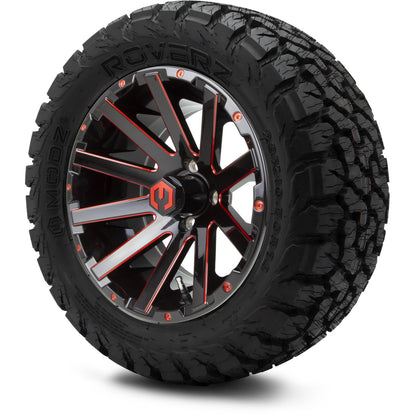 MODZ® 14" Mauler Glossy Black and Red with Ball Mill Wheels & Off-Road Tires Combo