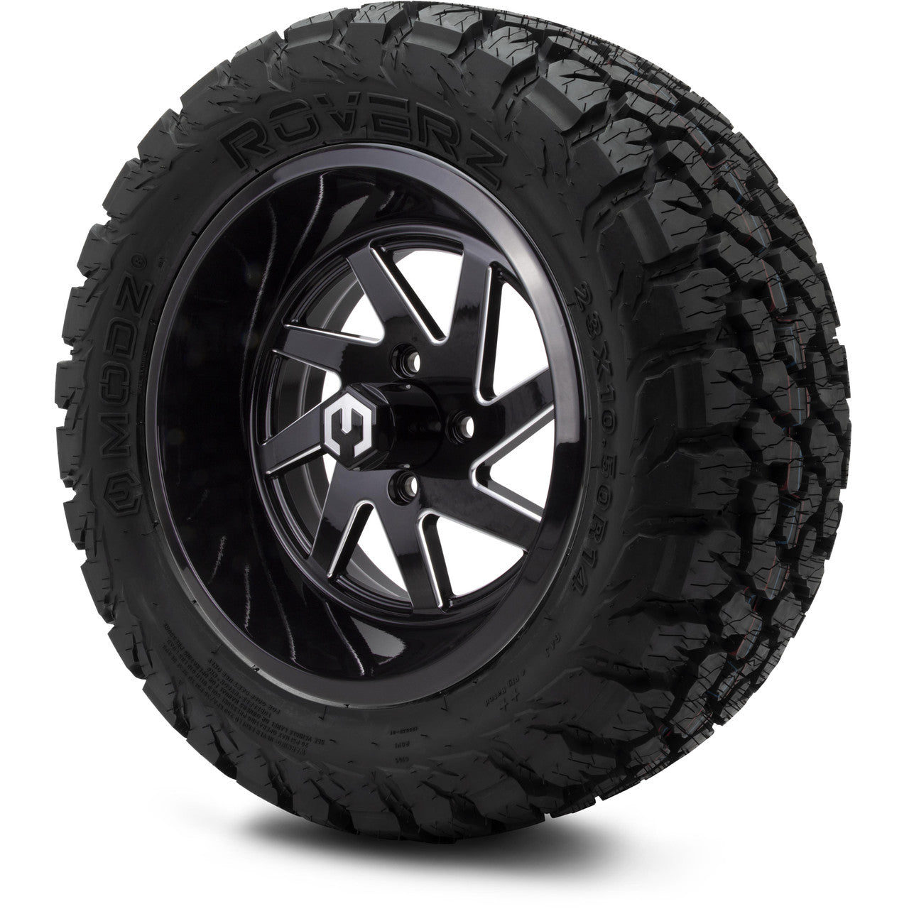 MODZ® 14" Fury Glossy Black with Ball Mill Wheels & Off-Road Tires Combo