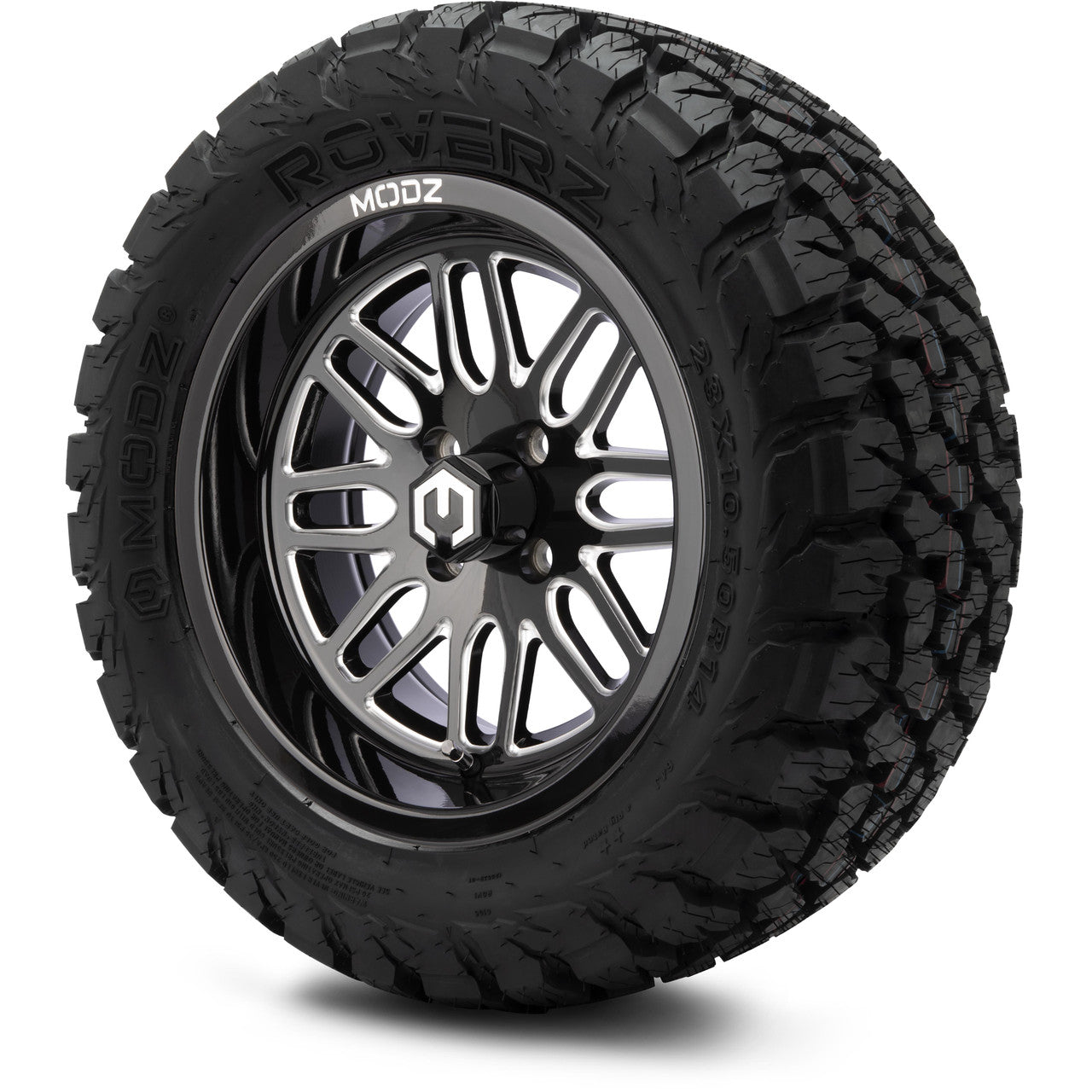 MODZ® 14" Mayhem Glossy Black with Ball Mill Wheels & Off-Road Tires Combo