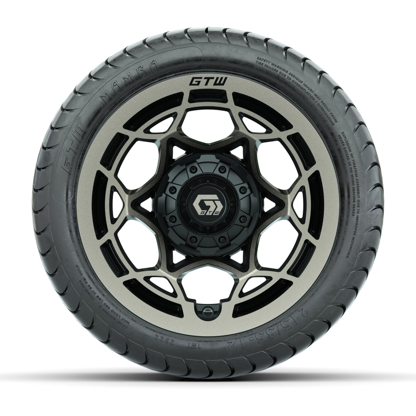 GTW® Nexus Gloss Black/Satin Bronze 12 in Wheels with 215/35-12 Mamba Street Tires – Full Set
