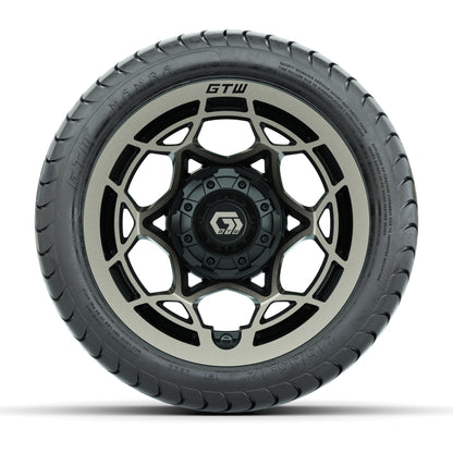 GTW® Nexus Gloss Black/Satin Bronze 12 in Wheels with 215/35-12 Mamba Street Tires – Full Set