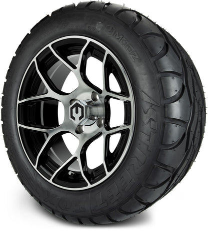 MODZ® 14" Renegade Machined Black Wheels & Street Tires Combo